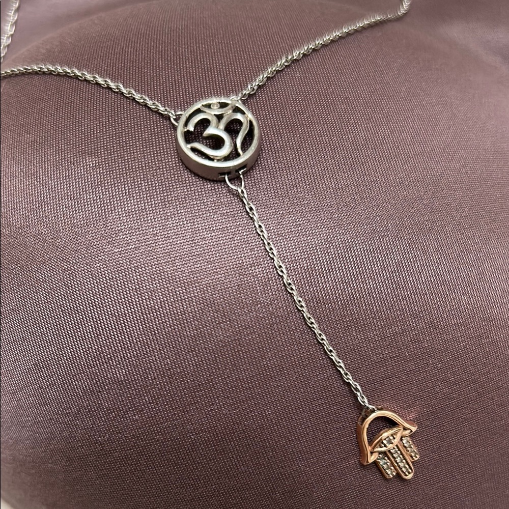 Silver and Rose Gold Om Pendant Necklace